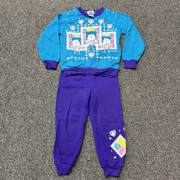 Athletic Works Other - Vintage Girls Athletic Works Sweatsuit Purple Dogs Hearts Bows 80s 90s Size 5
